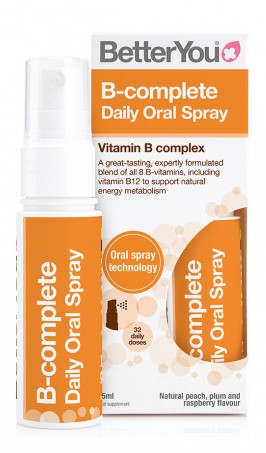 B-complete Spray orale quotidiano, pesca naturale, prugna e lampone - 25 ml.