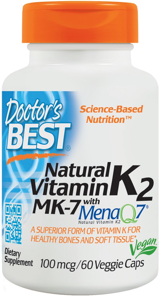 Vitamina naturale K2 MK7 con MenaQ7, 100mcg - 60 vcaps