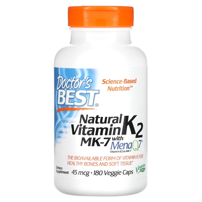 Vitamina naturale K2 MK7 con MenaQ7, 45mcg - 180 vcaps
