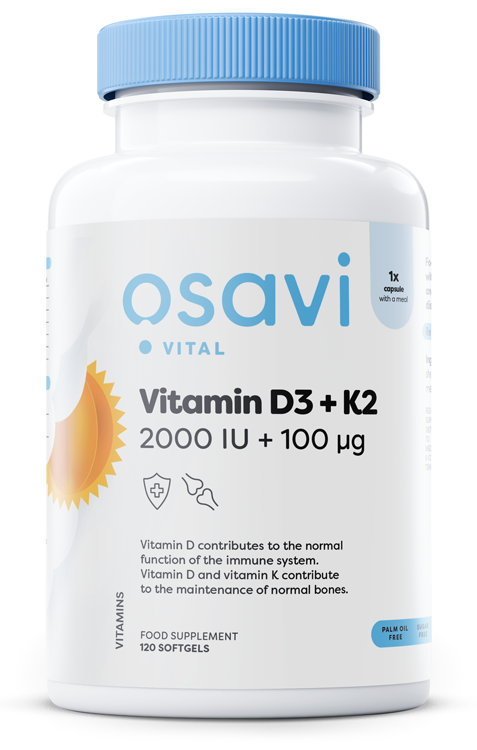 Vitamina D3 + K2, 2000IU - 120 softgels