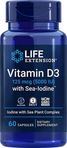 Vitamina D3 con Iodio Marino, 5000IU - 60 caps