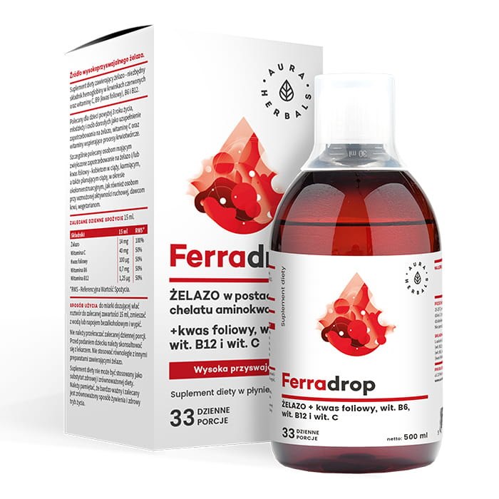 Aura Herbals - Ferradrop, Ferro Liquido + Acido Folico (500 ml)