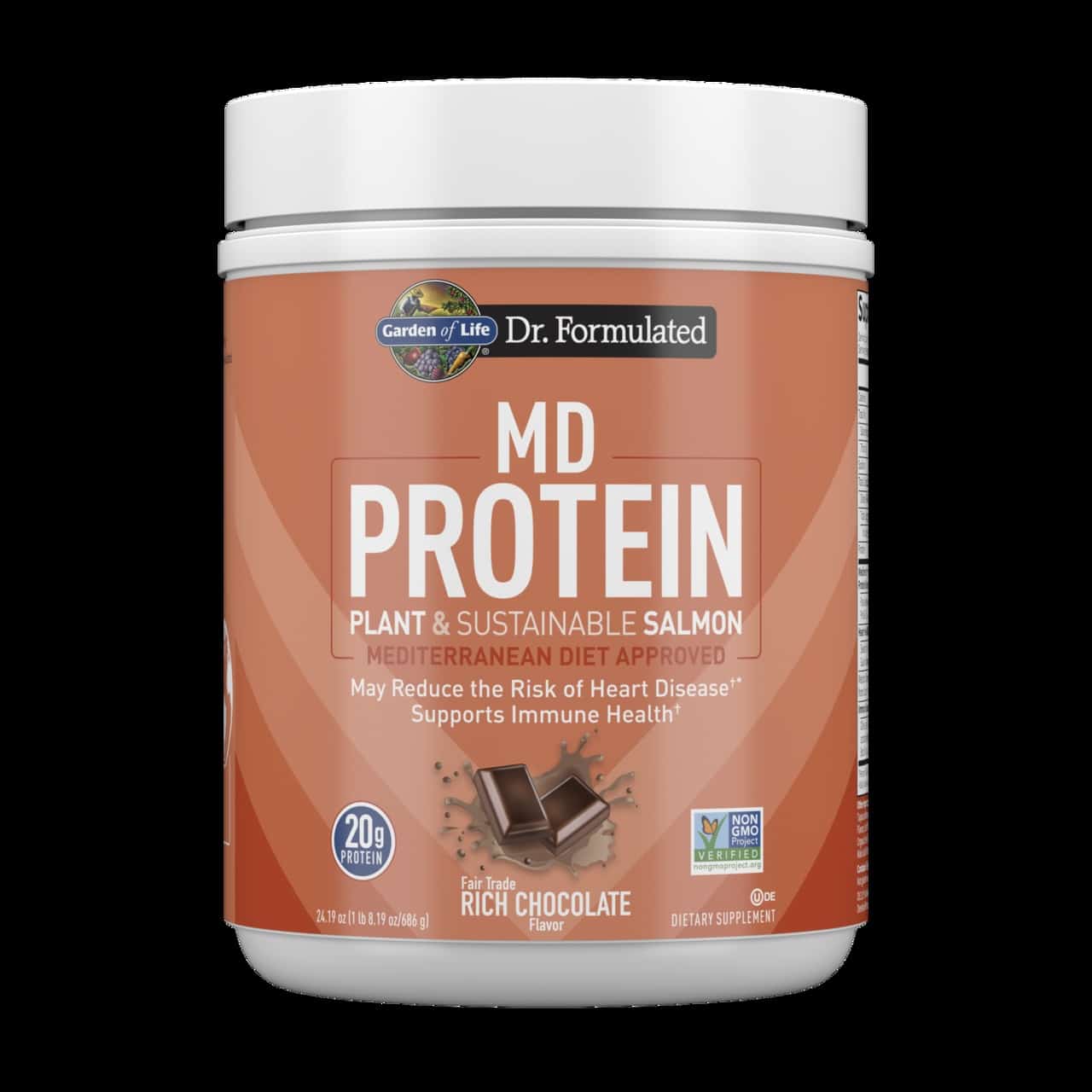 Dr. Formulated MD Proteine Vegetali e Sostenibili in Polvere di Salmone, Cioccolato Ricco - 686g