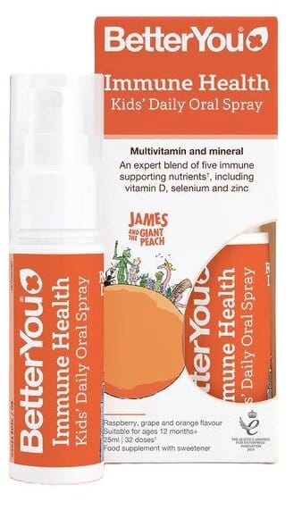 Spray orale quotidiano per bambini Immune Health, Lampone, Uva e Arancia - 25 ml.