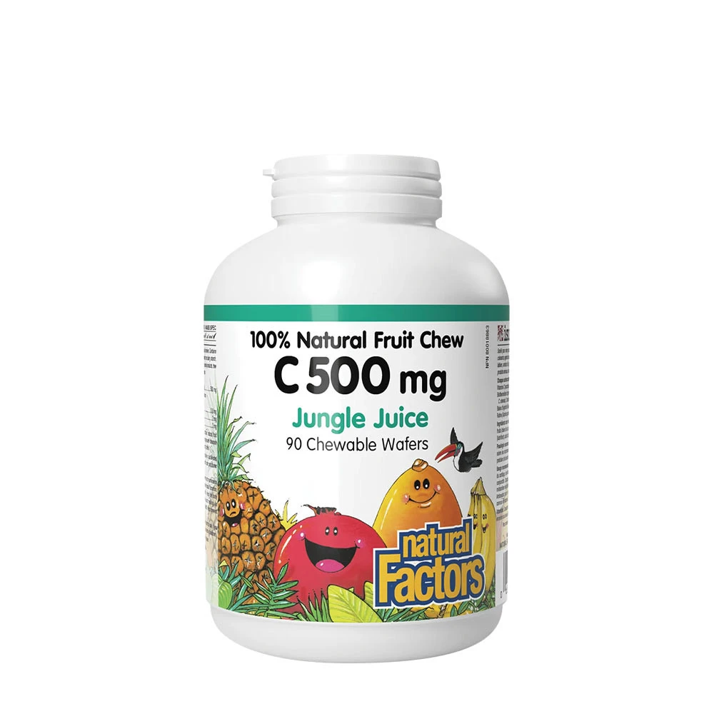 Natural Factors Vitamina C 500 mg Masticabile al 100% Frutta Naturale (90 Masticabili, Gusto Jungle Juice)