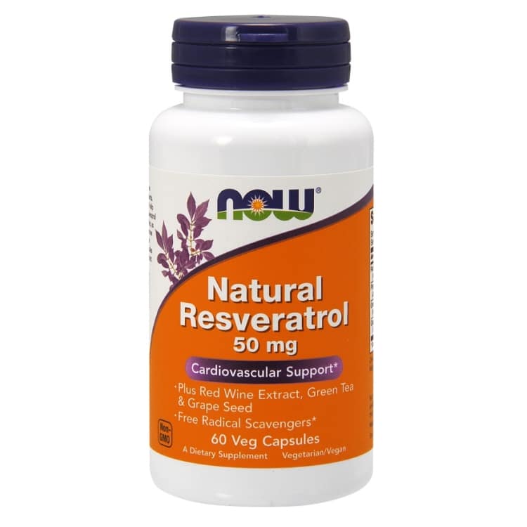 Resveratrolo naturale con estratto di vino rosso, tè verde e semi d'uva, 50mg - 60 vcaps