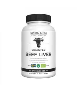 Nordic Kings 100% Grass-Fed Organic Beef Liver – 180 Capsules