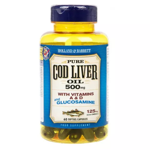 Olio di fegato di merluzzo e glucosamina, 500mg - 60 caps