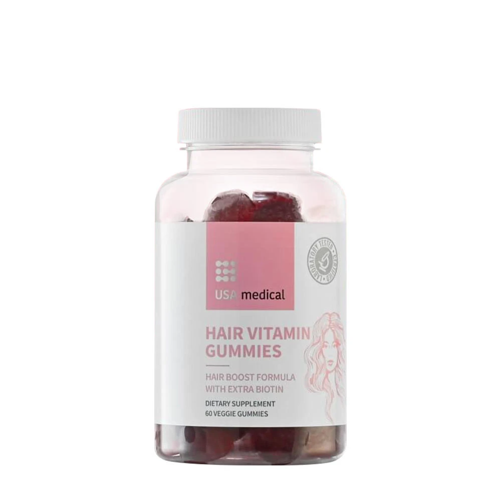 USA Medical - Gommose Vitamine per Capelli USA Medical (60 Gommose, Lampone)