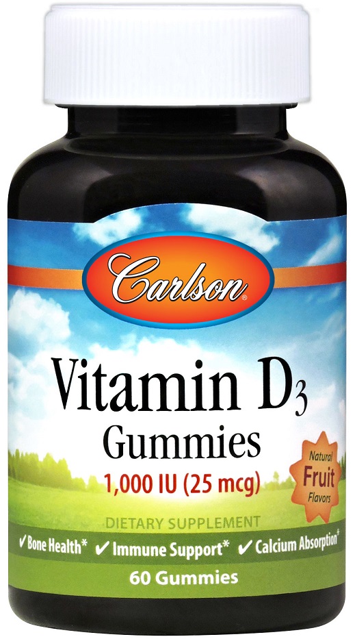 Vitamina D3 Gummies, 1000 IU Frutta Naturale - 60 gummies