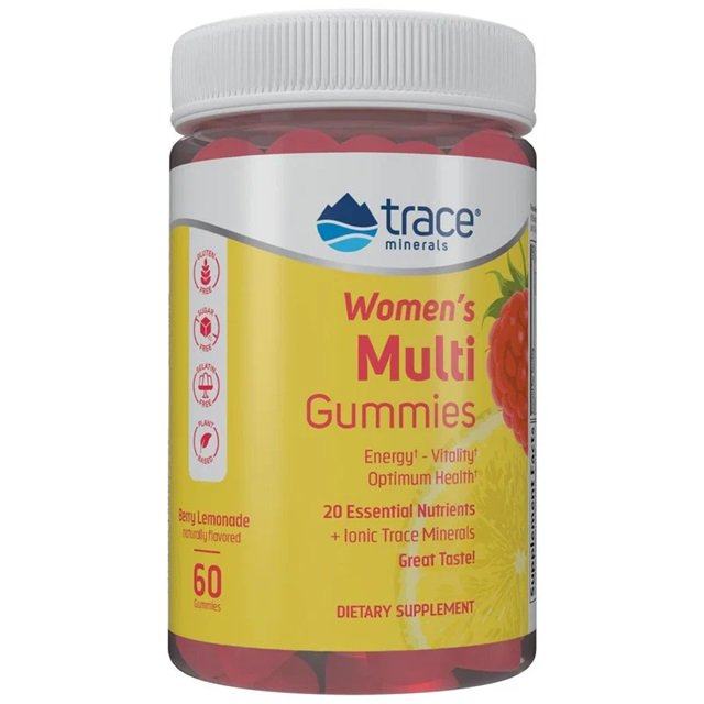 Integratori di Minerali Traccia - Multivitaminico per Donne in Gommose, Gusto Limonata ai Frutti di Bosco - 60 Gommose